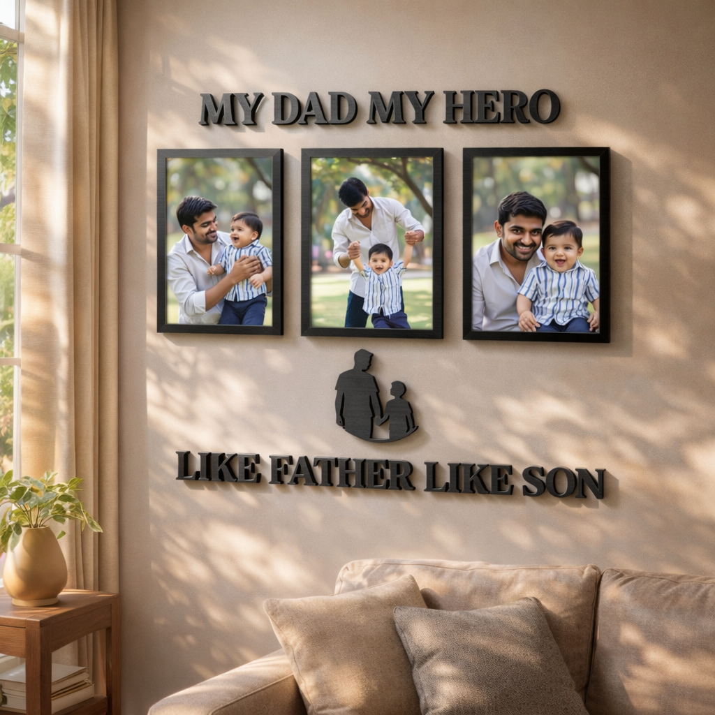 Custom Dad Son/Daughter Photo Frame Set